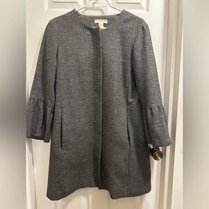 H&M Gray Textured Bell-Sleeve Pea Coat